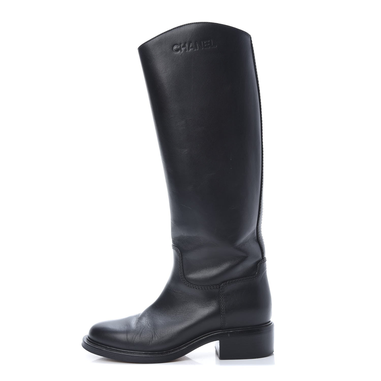 Chanel Calfskin Knee High Boots 39 Black 1 of 16