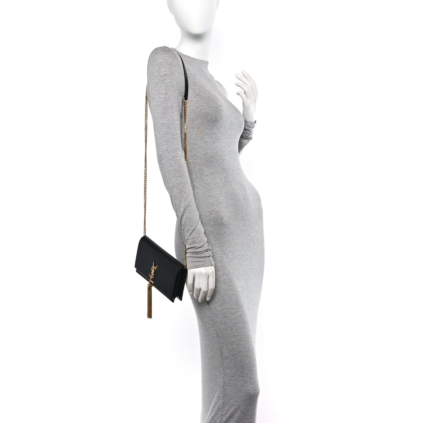 Grain De Poudre Classic Monogram Kate Tassel Chain Wallet Black