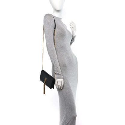 Saint Laurent Grain De Poudre Classic Monogram Kate Tassel Chain Wallet Black 2 of 9