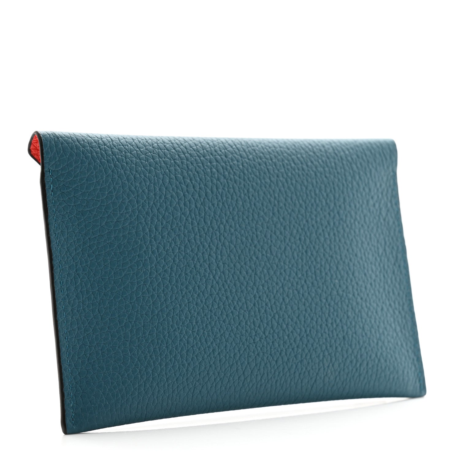Moynat Taurillon Gex Envelope Passport Holder Prussian Blue Coral 3 of 8
