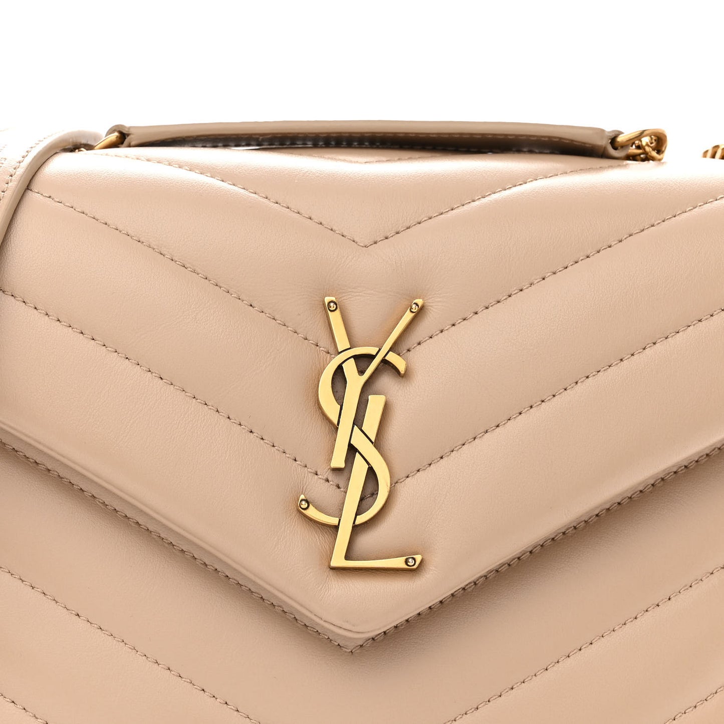 Calfskin Y Quilted Monogram Small Loulou Chain Satchel Dark Beige