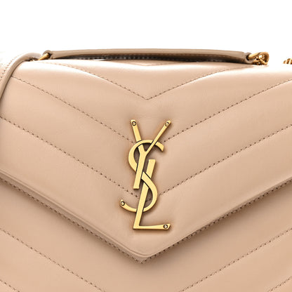 Saint Laurent Calfskin Y Quilted Monogram Small Loulou Chain Satchel Dark Beige 8 of 11