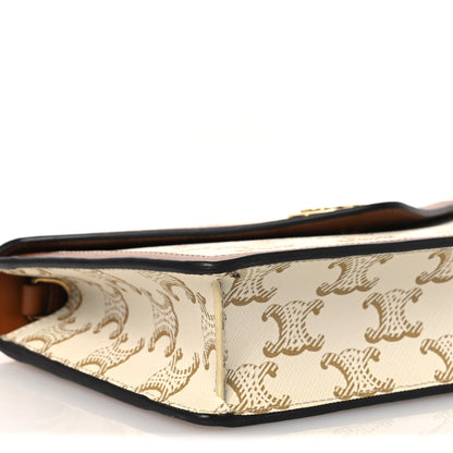Celine Triomphe Canvas Calfskin Maillon Wallet on Chain White 10 of 12