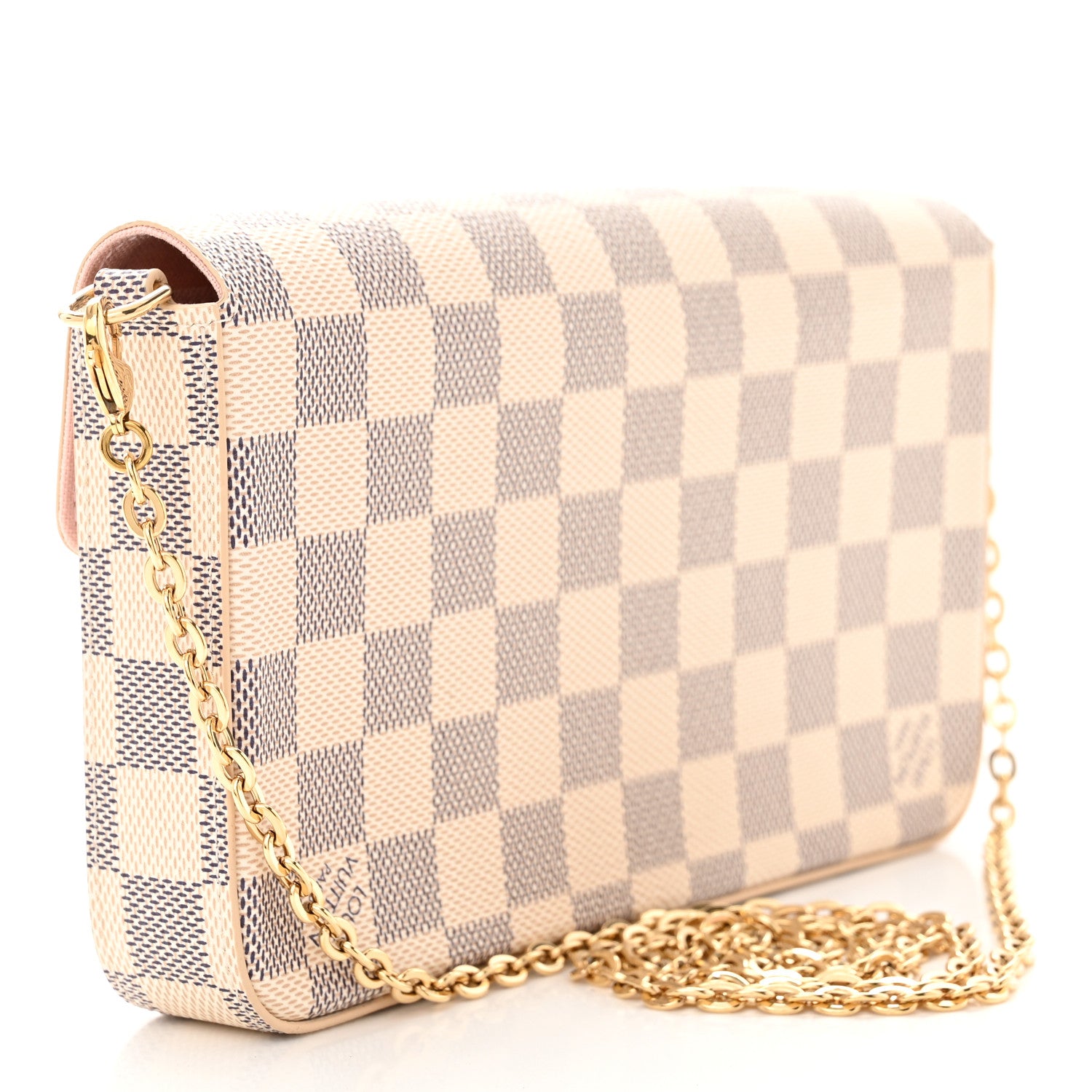 Louis Vuitton Damier Azur Pochette Felicie Chain Wallet Rose Ballerine 4 of 11