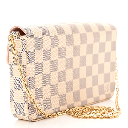 Louis Vuitton Damier Azur Pochette Felicie Chain Wallet Rose Ballerine 4 of 11