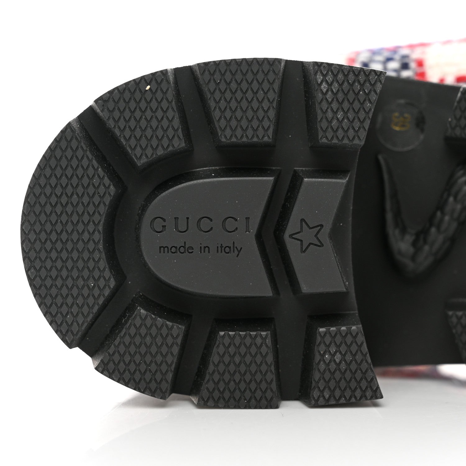 Gucci Vintage Tweed Check Lace Up Combat Ankle Boots 39 White Hibiscus Red Marine 8 of 9