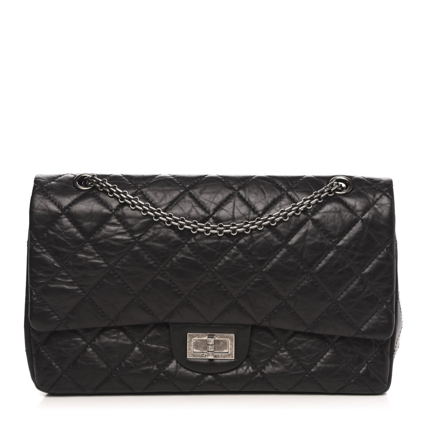 Aged Calfskin Quilted 2.55 Reissue 227 Flap Black