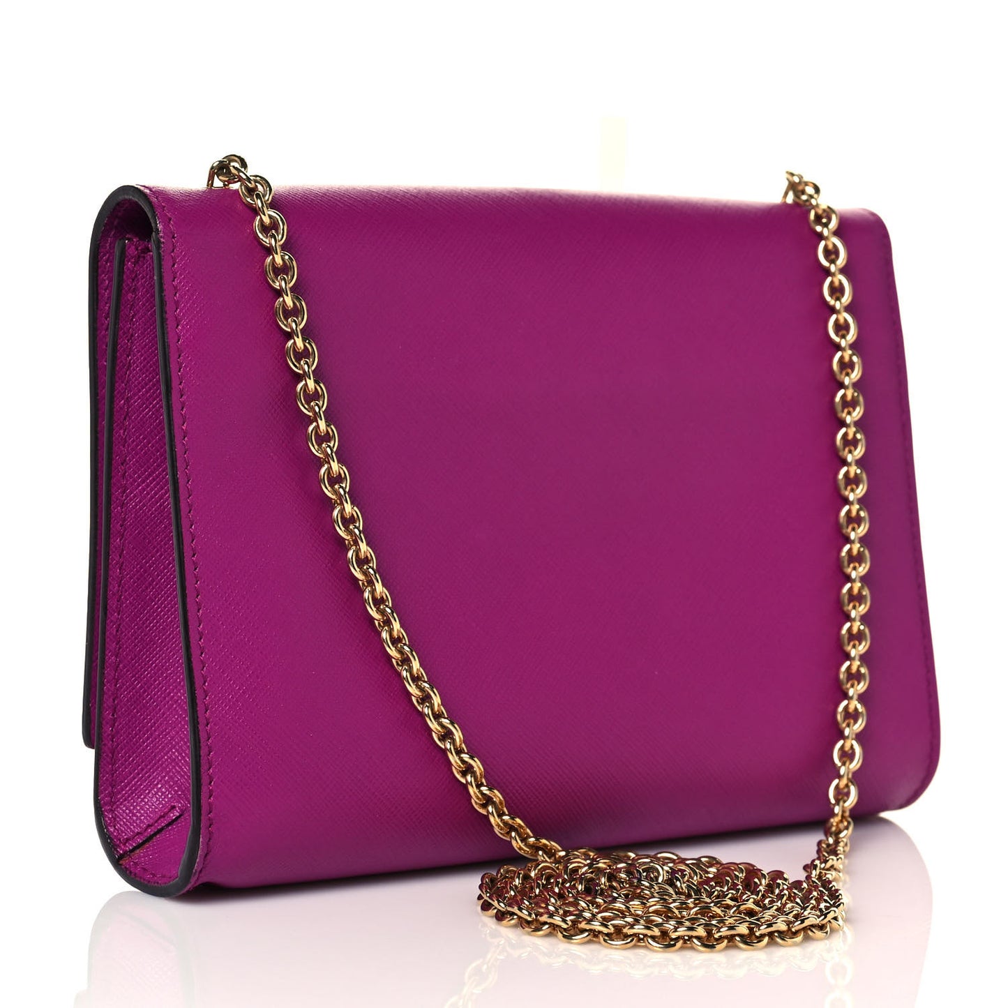 Hammered Calfskin Vara Chain Flap Crossbody Purple