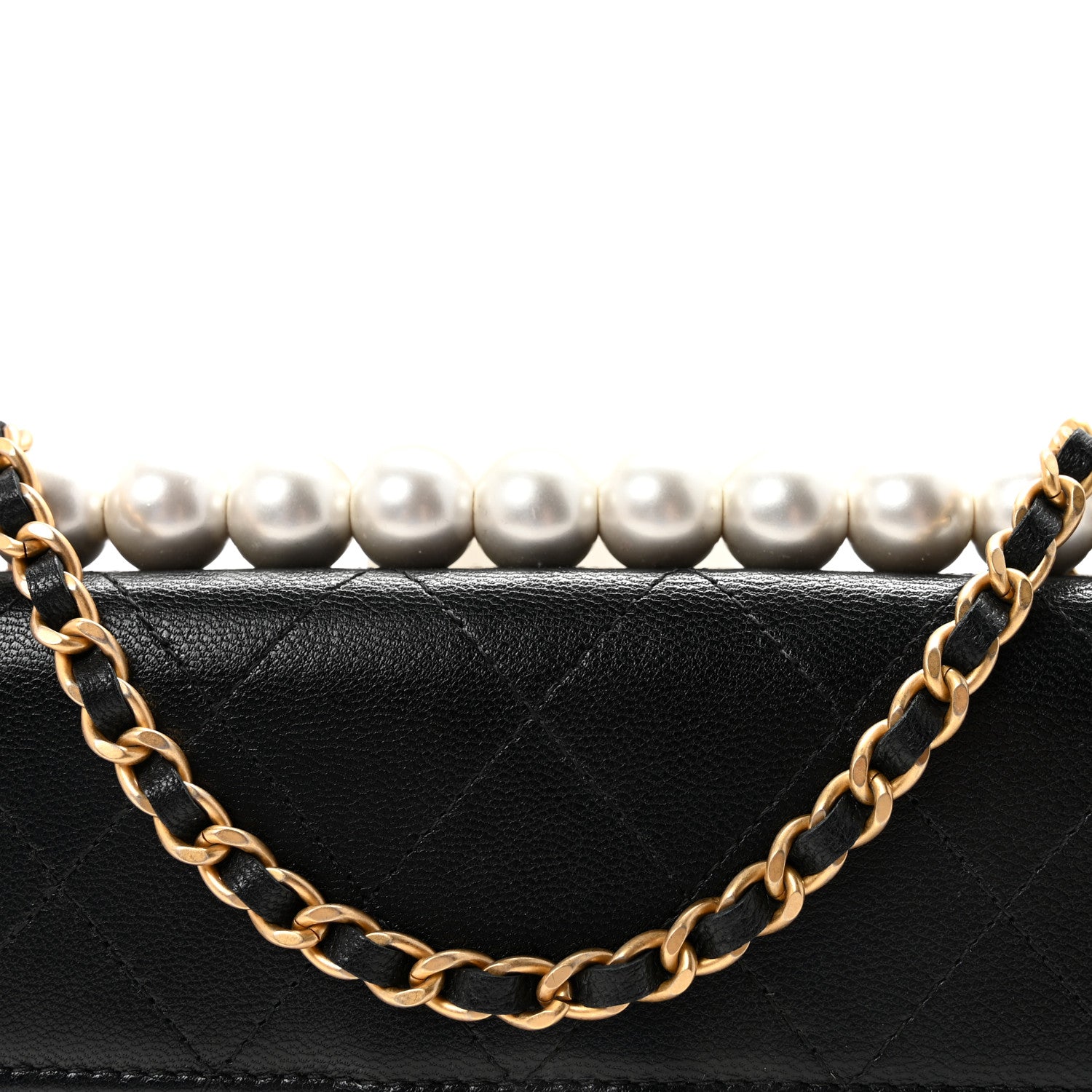 Chanel Goatskin Quilted Chic Pearls Clutch With Chain Black 9 of 12