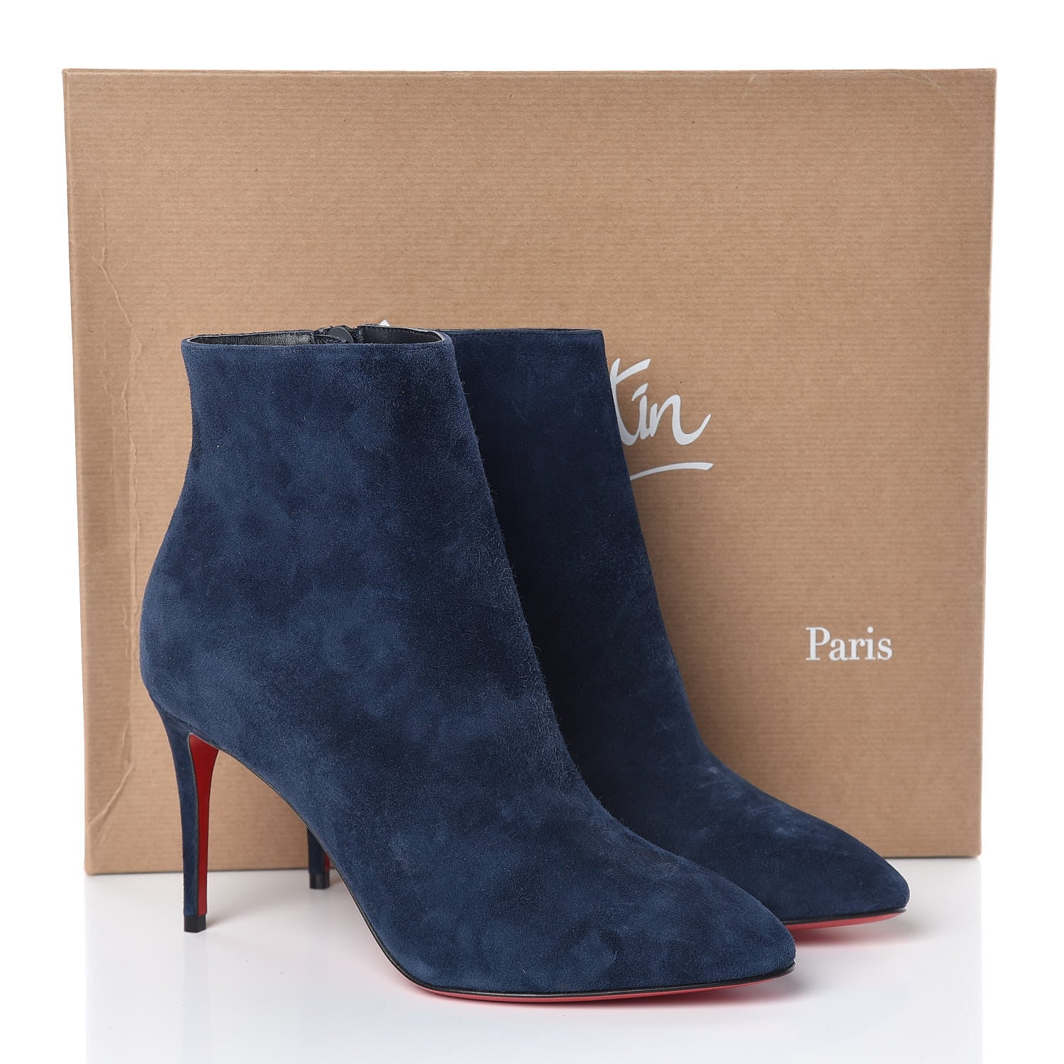 Christian Louboutin Veau Velours Eloise Booty 85 Ankle Boots 37 Bavarois 12 of 12