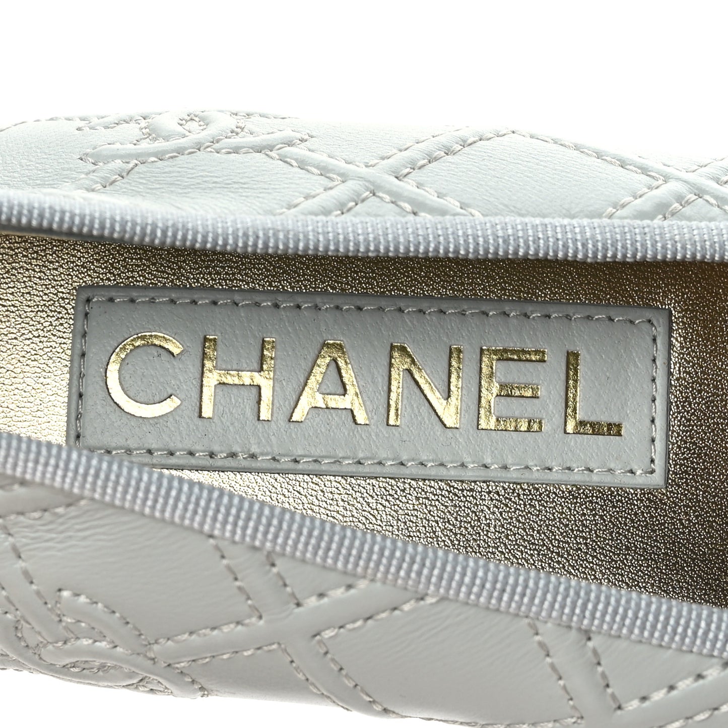 Lambskin Patent Double Stitched CC Cap Toe Ballerina Flats 37.5 Grey
