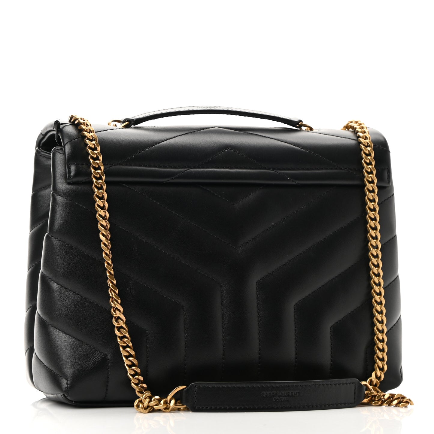 Calfskin Y Quilted Monogram Small Loulou Chain Satchel Black