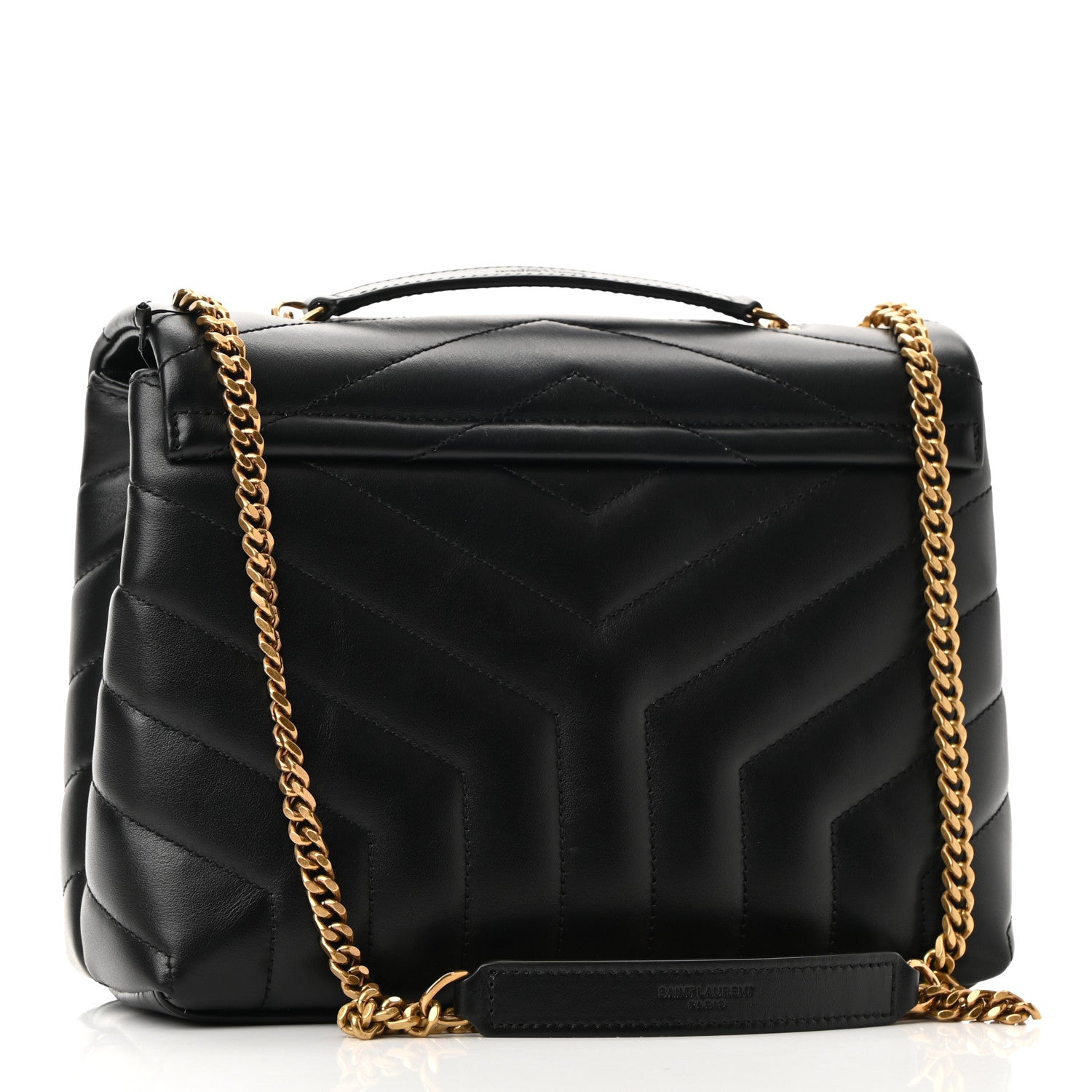 Saint Laurent Calfskin Y Quilted Monogram Small Loulou Chain Satchel Black 3 of 10