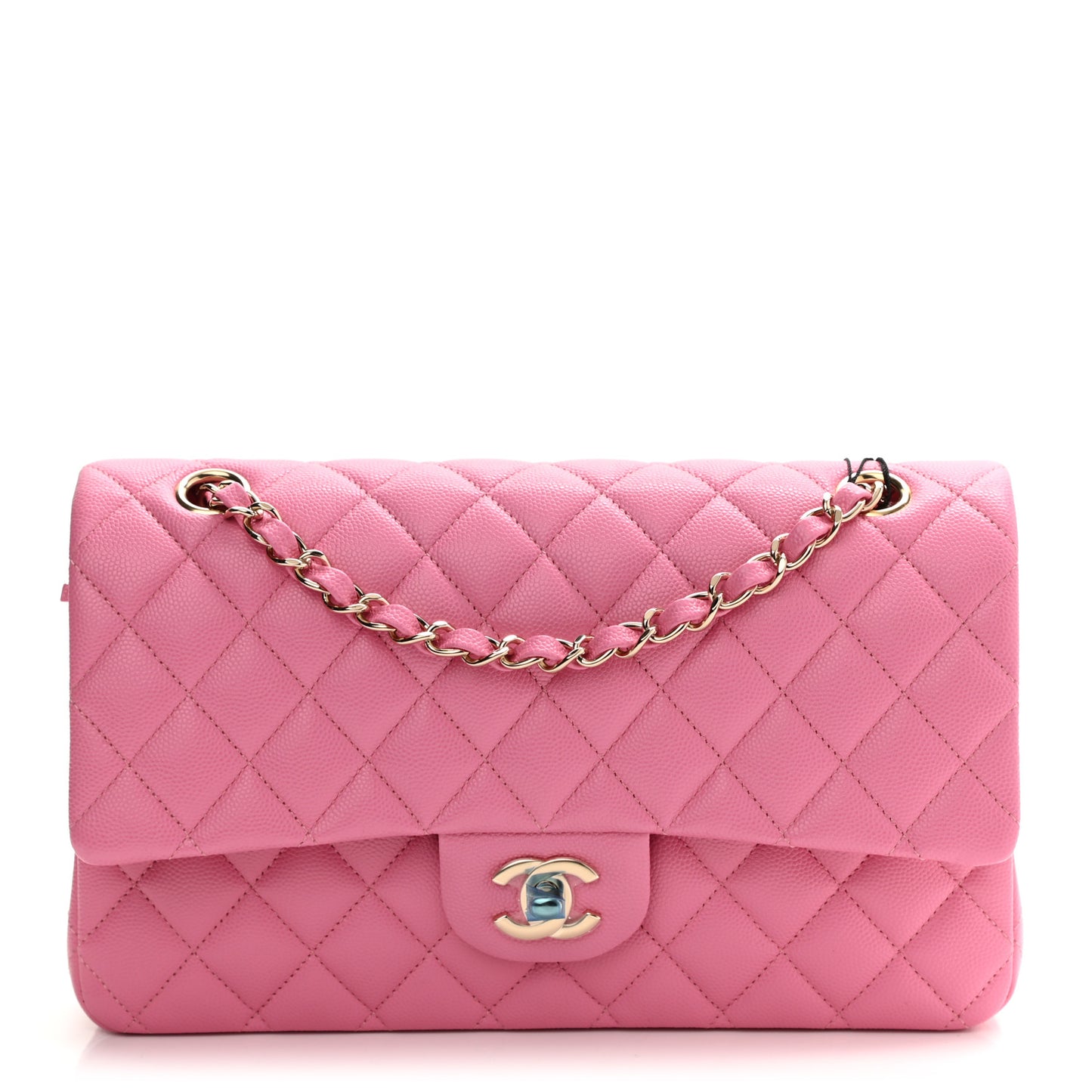Caviar Quilted Medium Double Flap Pink