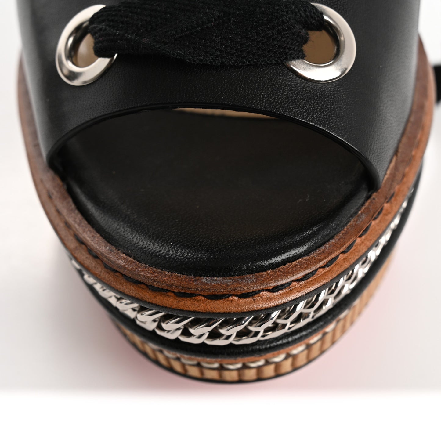 Shiny Calfskin Tribuli 140 Wedge Sandals 36 Black