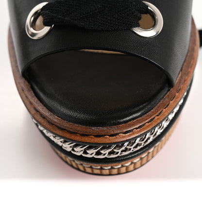 Christian Louboutin Shiny Calfskin Tribuli 140 Wedge Sandals 36 Black 10 of 11