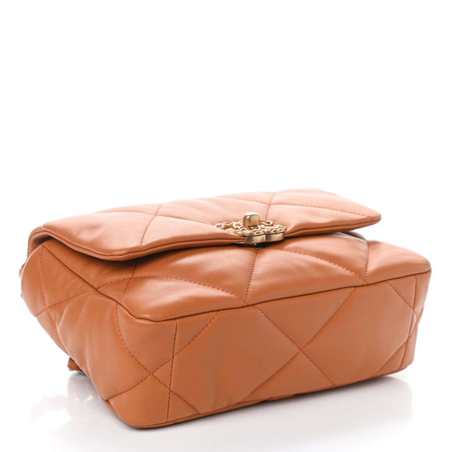 Lambskin Quilted Medium Chanel 19 Flap Light Brown