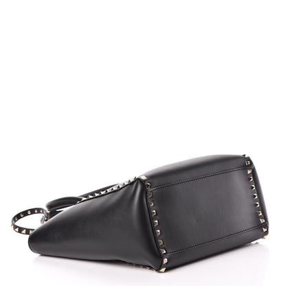 Valentino Garavani Vitello Rockstud Double Handle Tote Black 5 of 13