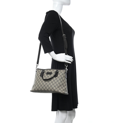 Gucci GG Supreme Monogram Small Zippered Tote Dark Brown 2 of 11