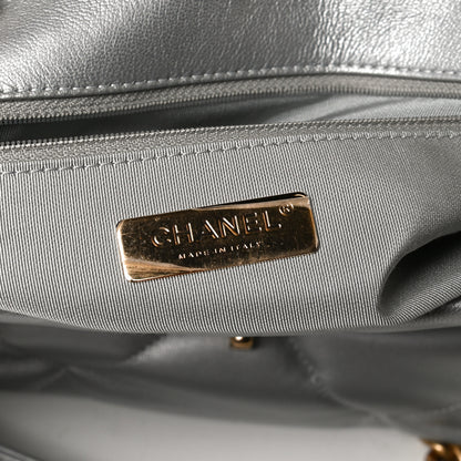 Chanel Metallic Goatskin Quilted Large Chanel 19 Flap Silver 6 of 12