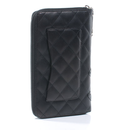 Chanel Calfskin Quilted Cambon Zip Around Organizer Wallet Black 3 of 8