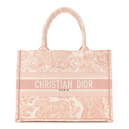 Christian Dior Canvas Toile De Jouy Embroidered Medium Book Tote Pink 1 of 12