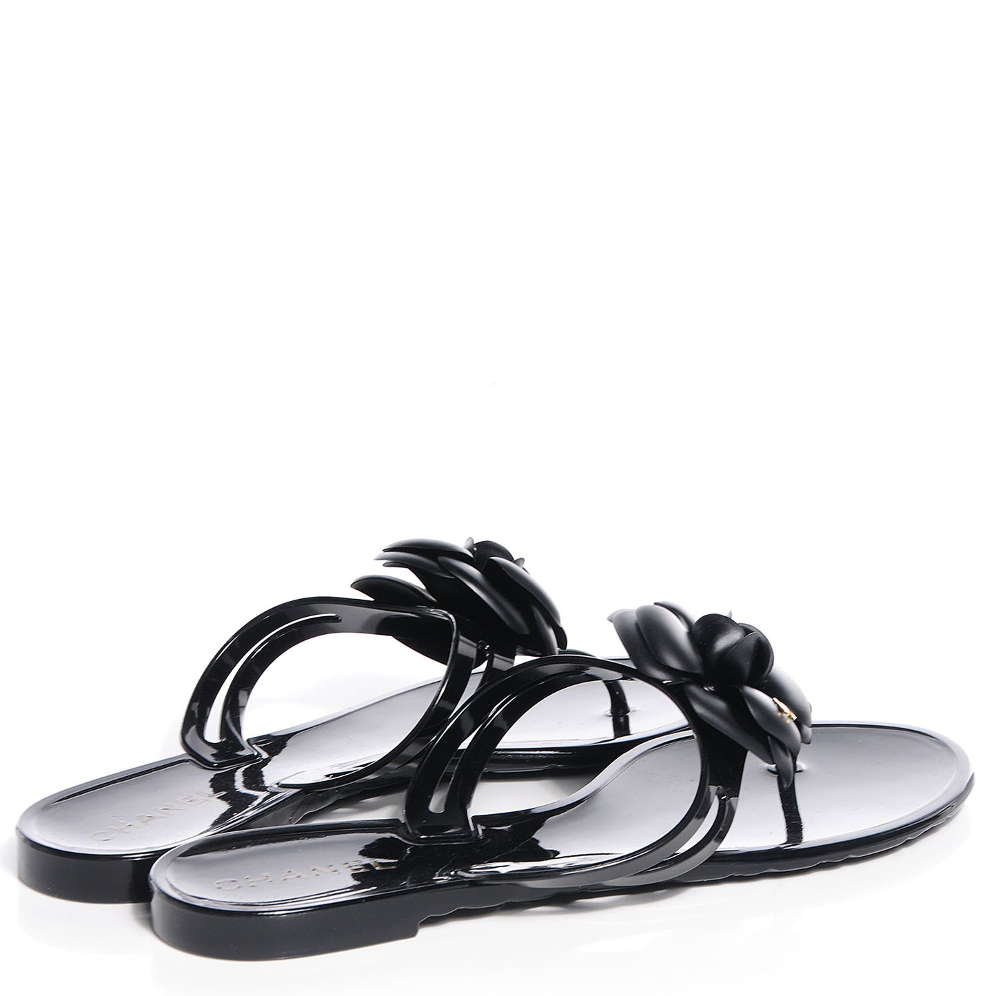 Jelly Camellia Thong Sandals 40 Black