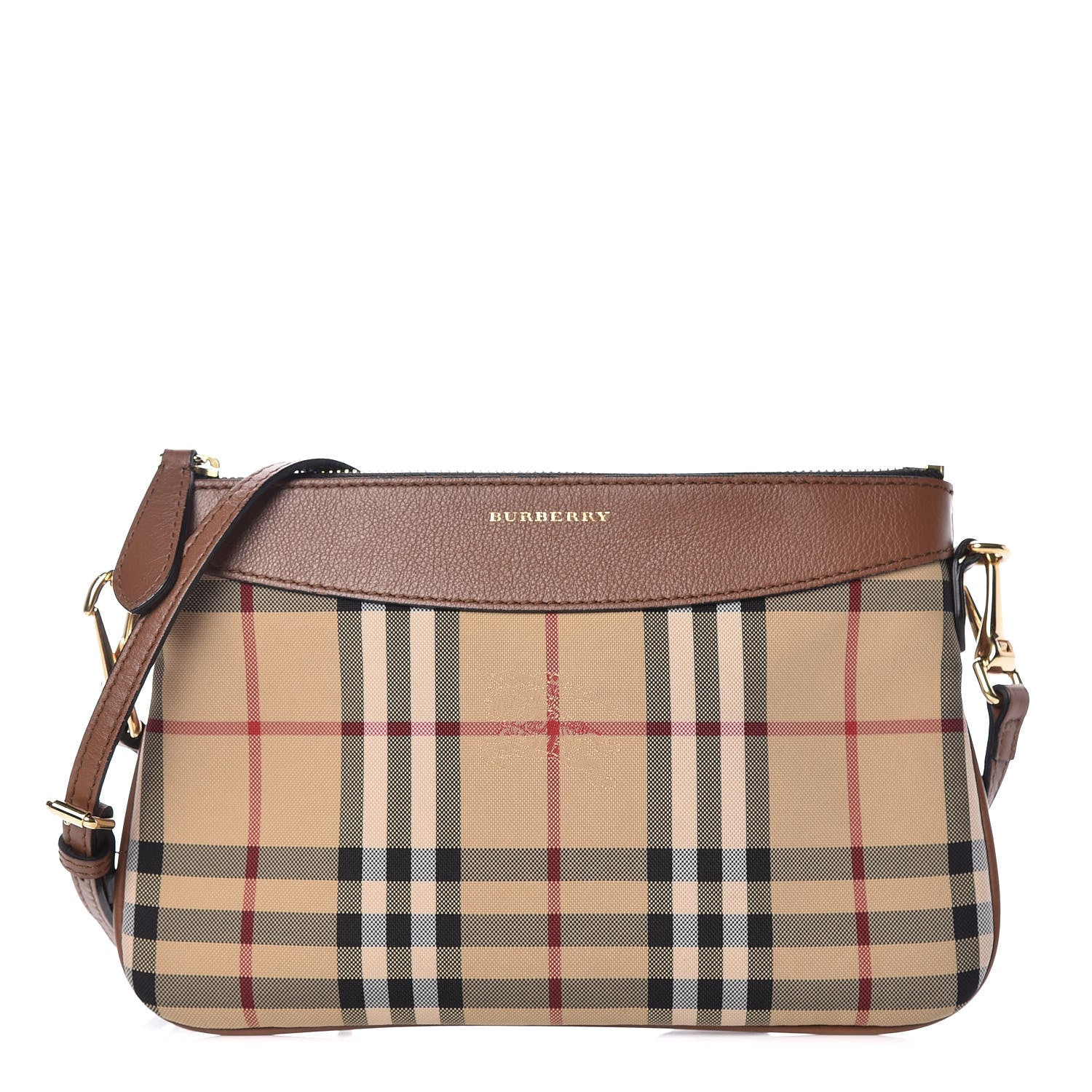 Burberry Horseferry Check Peyton Crossbody Clutch Bag Brown 1 of 15