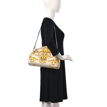 Fendi X VERSACE Silk Calfskin Fendace FF Baroque Print Medium Fendi First White Gold 2 of 8