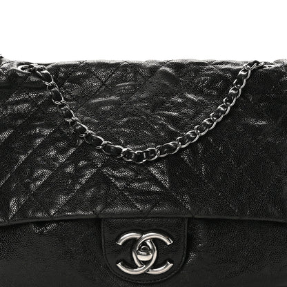 Chanel Crumpled Caviar Quilted Maxi Elastic Flap Black 8 of 10