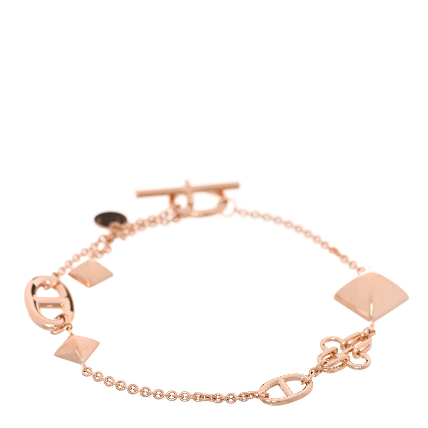 Hermes 18K Rose Gold Logos Link Toggle Bracelet 1 of 4