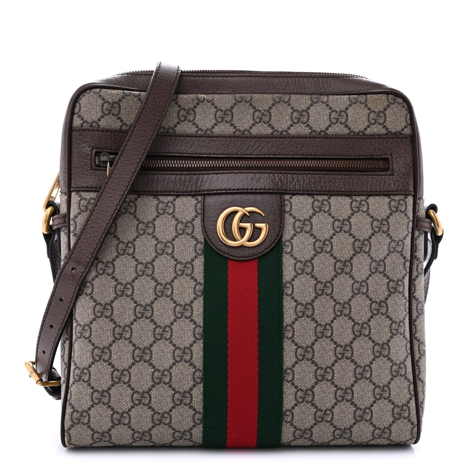 Gucci GG Supreme Monogram Web Medium Ophidia Messenger Bag Brown 1 of 13