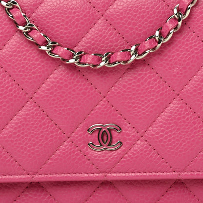 Chanel Caviar Quilted Wallet on Chain WOC Fuchsia 9 of 11