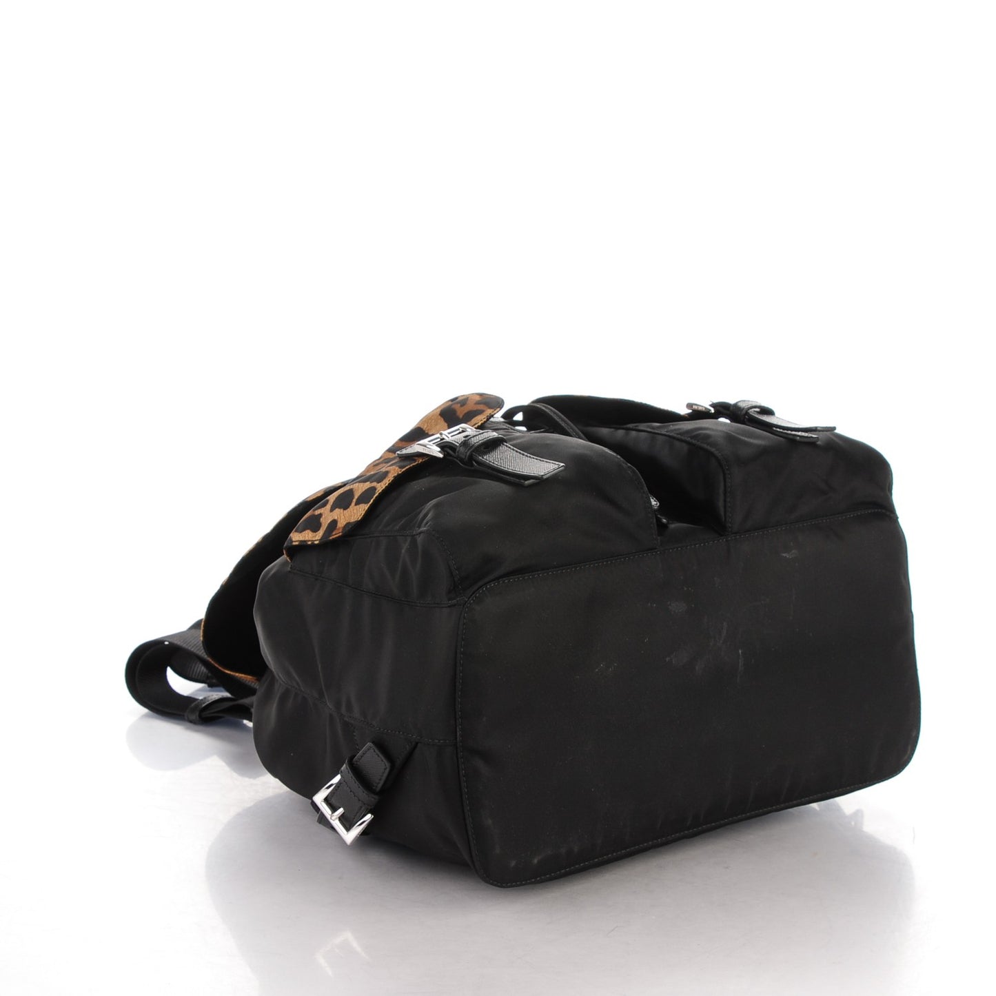 Tessuto Nylon Leopard Print Backpack Black Miele