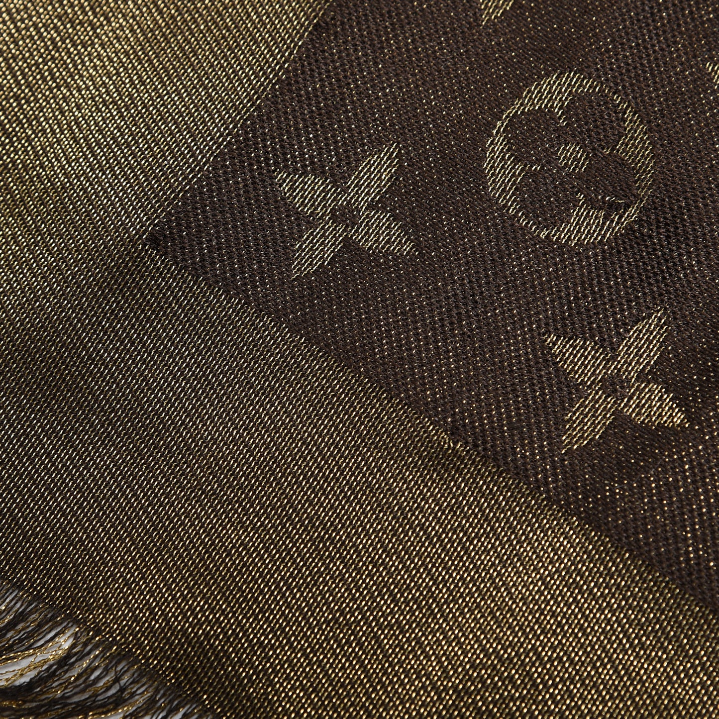 Silk Lurex Wool Monogram Shine Shawl Brown