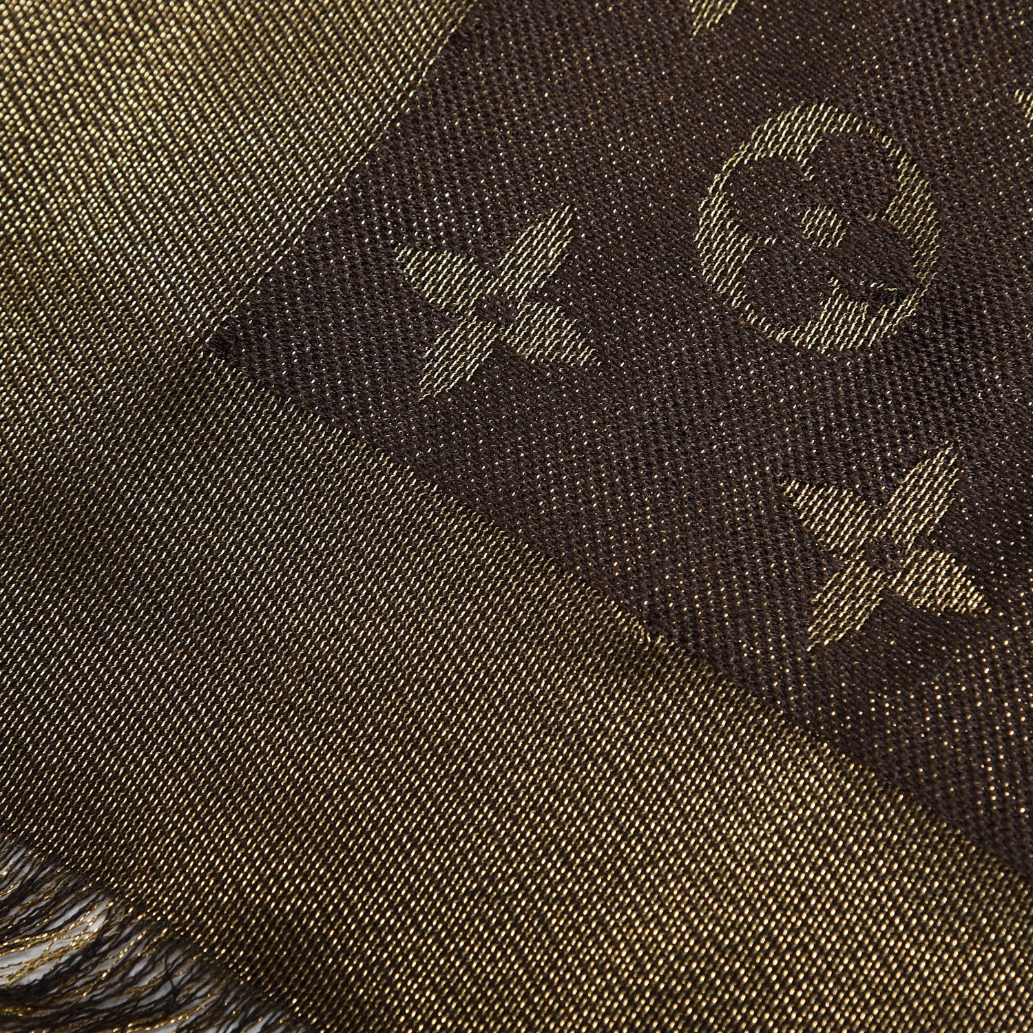 Louis Vuitton Silk Lurex Wool Monogram Shine Shawl Brown 3 of 4
