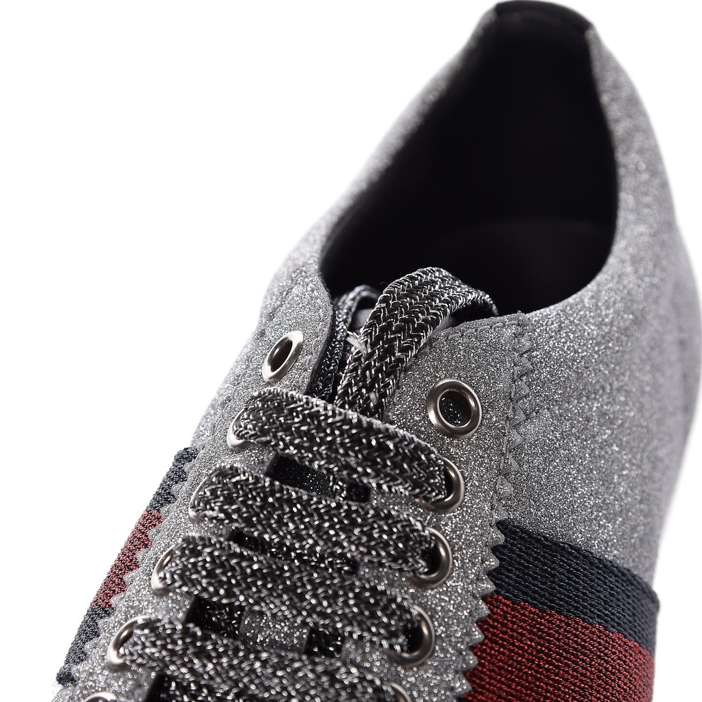 Glitter Fabric Studded Web Sneakers 36.5 Silver