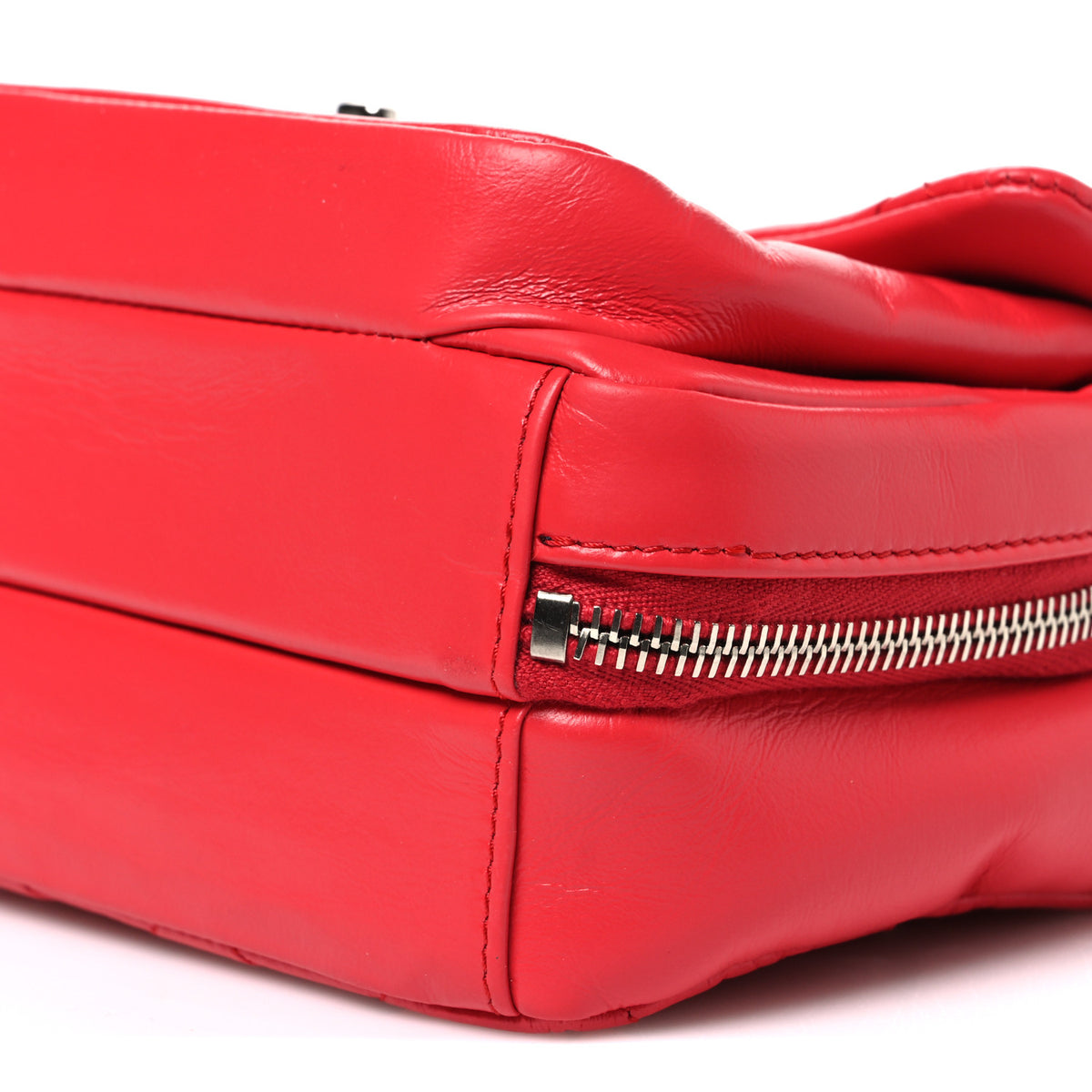 Aged Calfskin Quilted Express Zip Around Flap Red