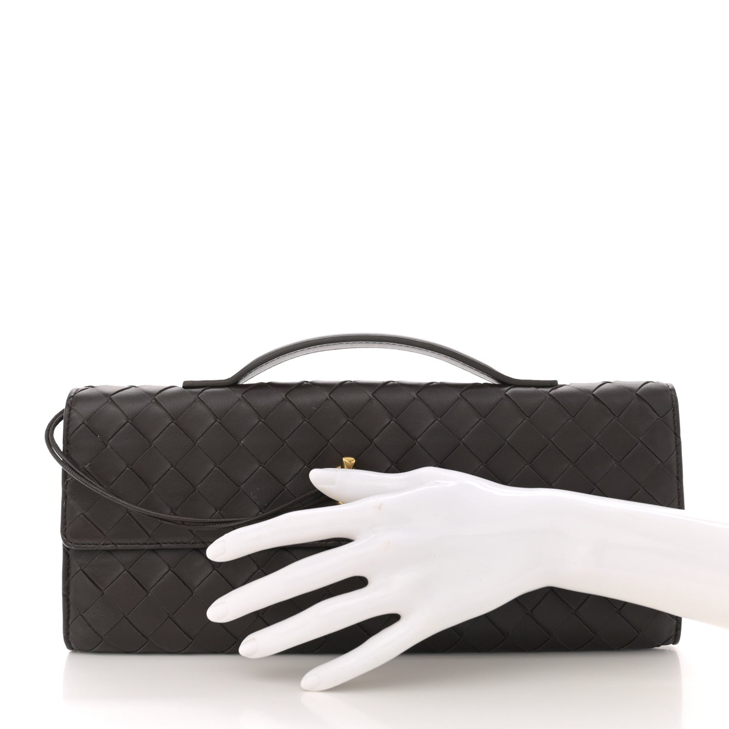 Nappa Intrecciato Long Andiamo Top Handle Clutch Fondant