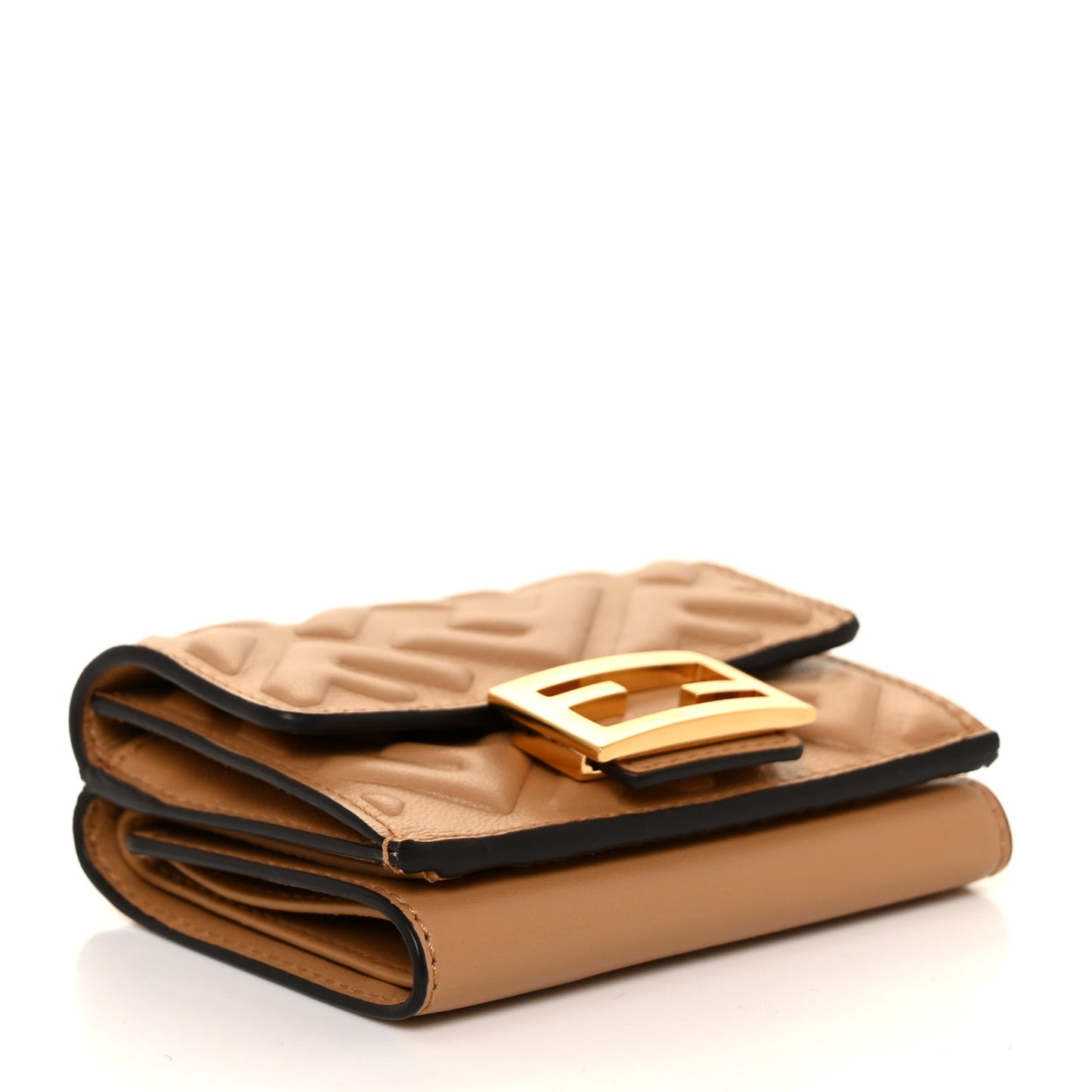 Nappa Matisse FF Diagonal Embossed Micro Tri-Fold Wallet Miele Scuro