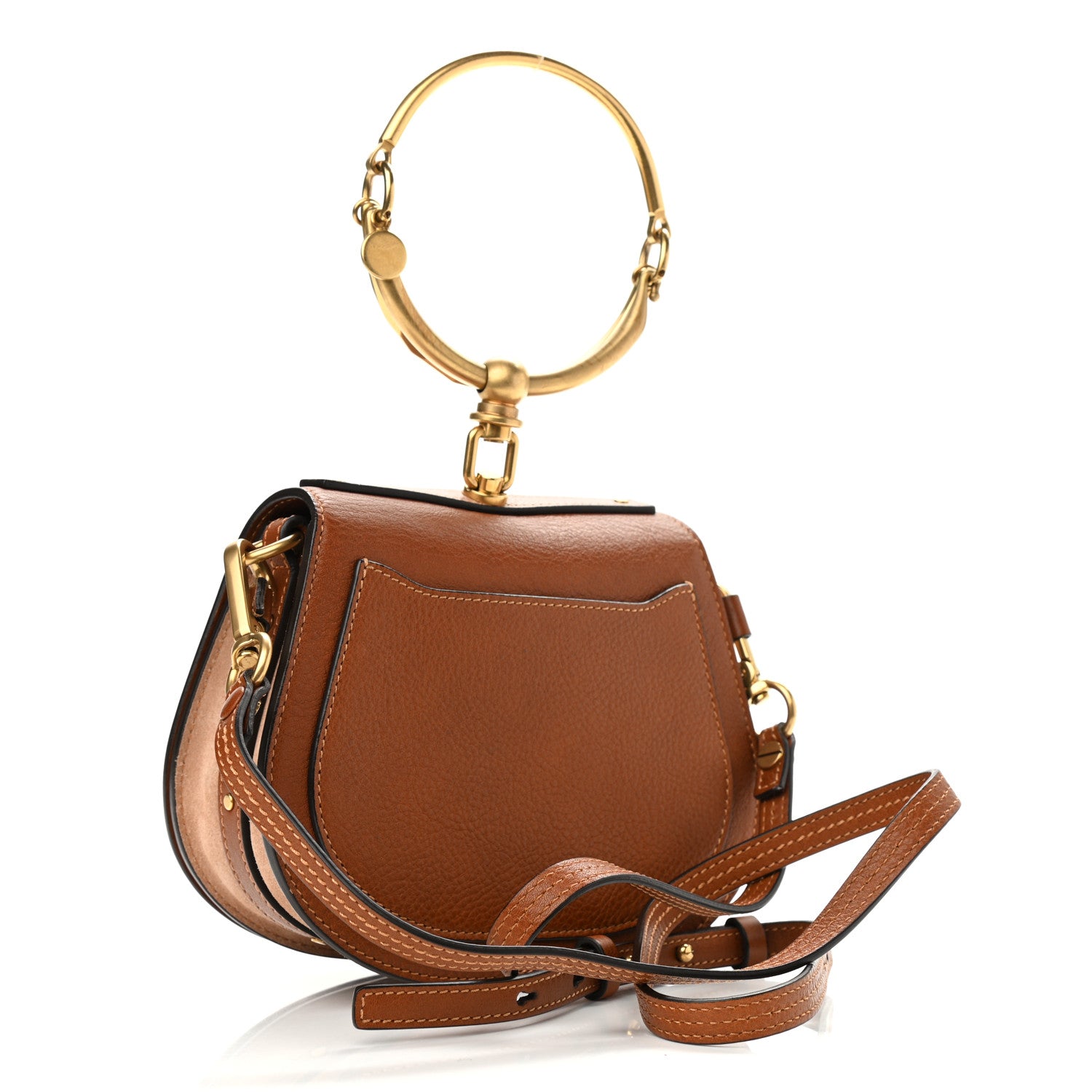 Chloe Calfskin Suede Floral Patchwork Small Nile Bracelet Bag Caramel 3 of 10