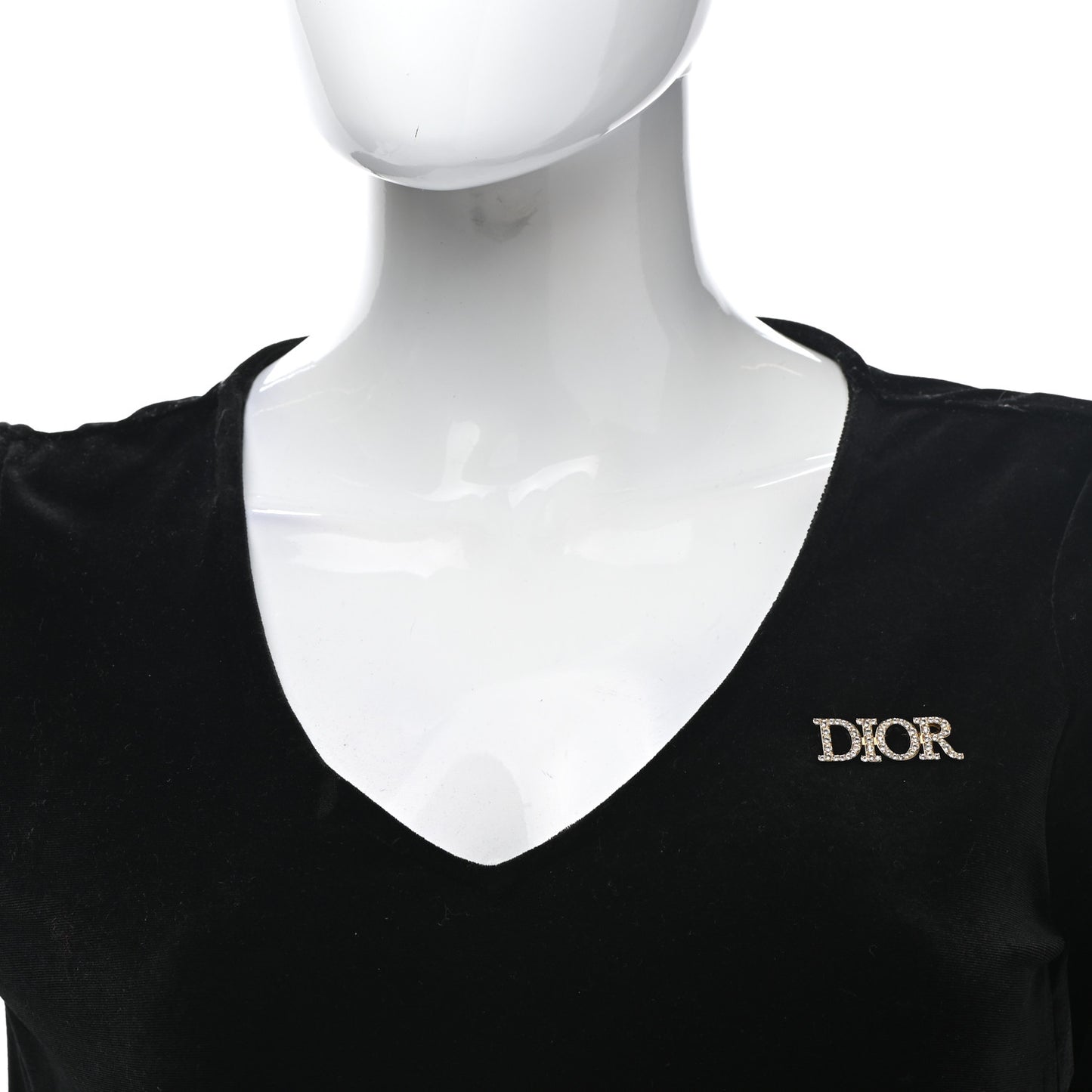 Crystal Dior Logo Brooch Gold