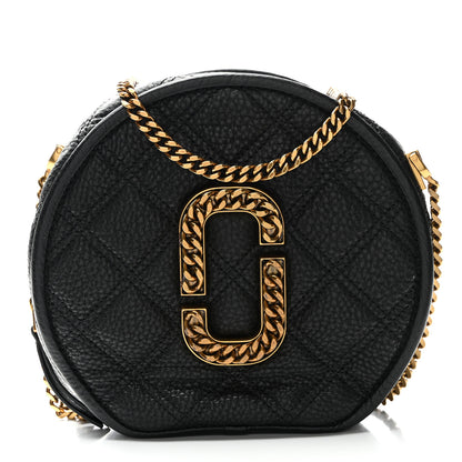 Marc Jacobs Grained Calfskin Quilted The Status Round Crossbody Black 1 of 10