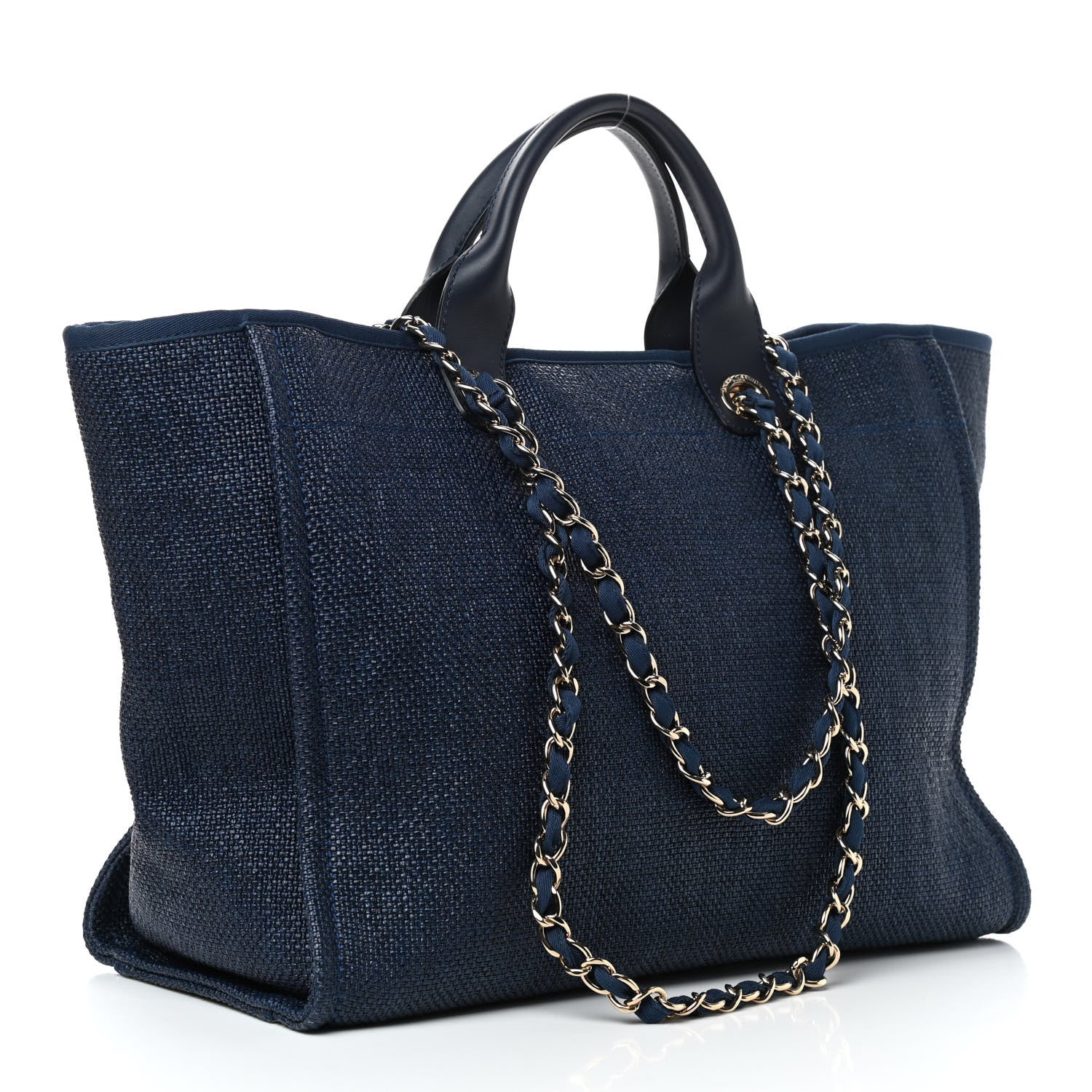 Chanel Woven Straw Raffia Large Deauville Tote Dark Blue 2 of 8