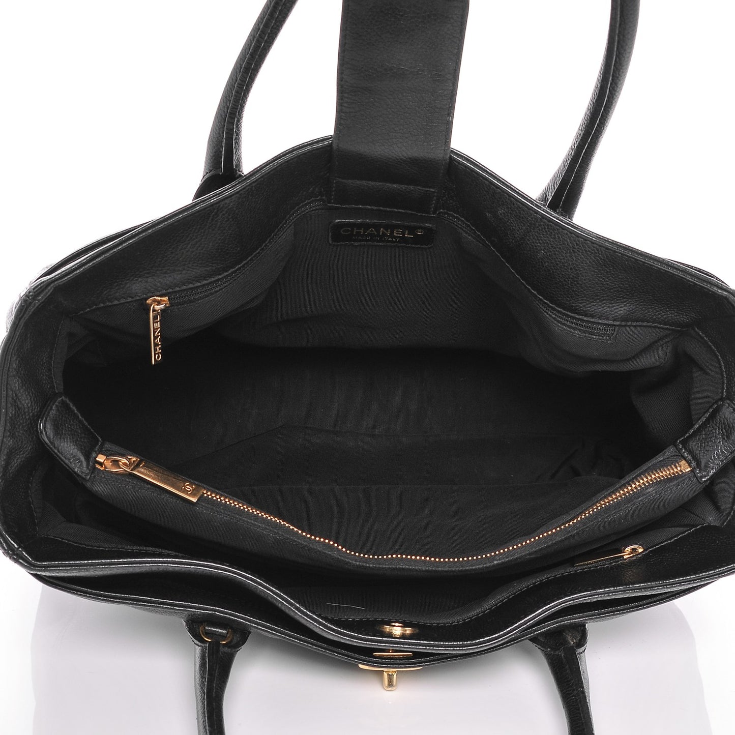 Calfskin Cerf Executive Shopper Tote Black