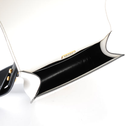 Prada City Calf Pionniere Saddle Bag Black White 5 of 6