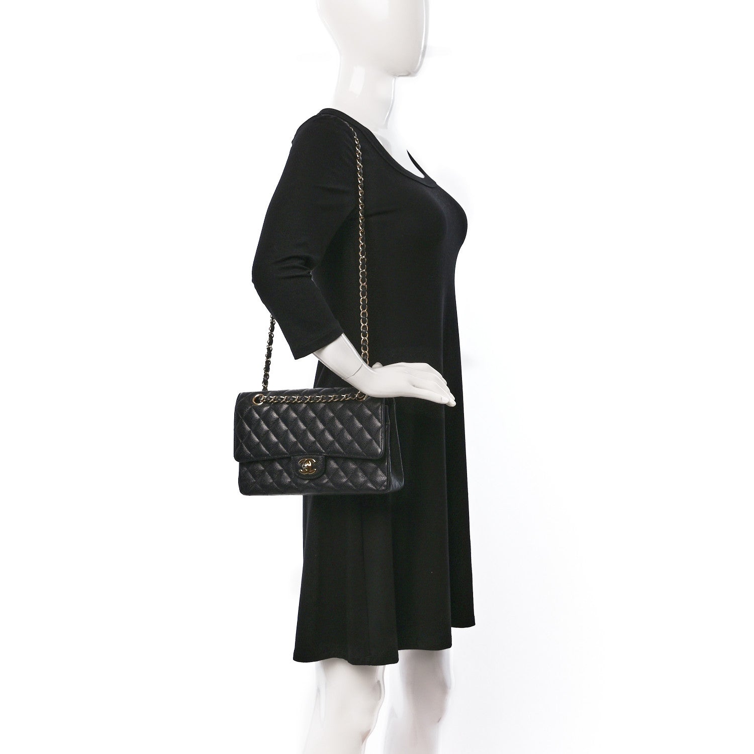 Chanel Caviar Quilted Medium Double Flap Black 3 of 12