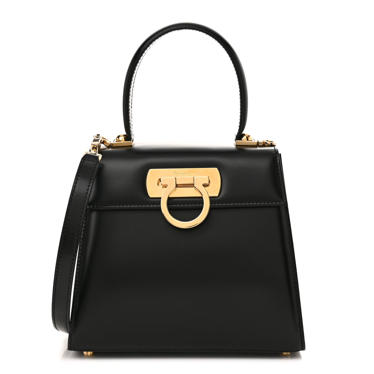 Brushed Off Calfskin Iconic Top Handle Bag Black