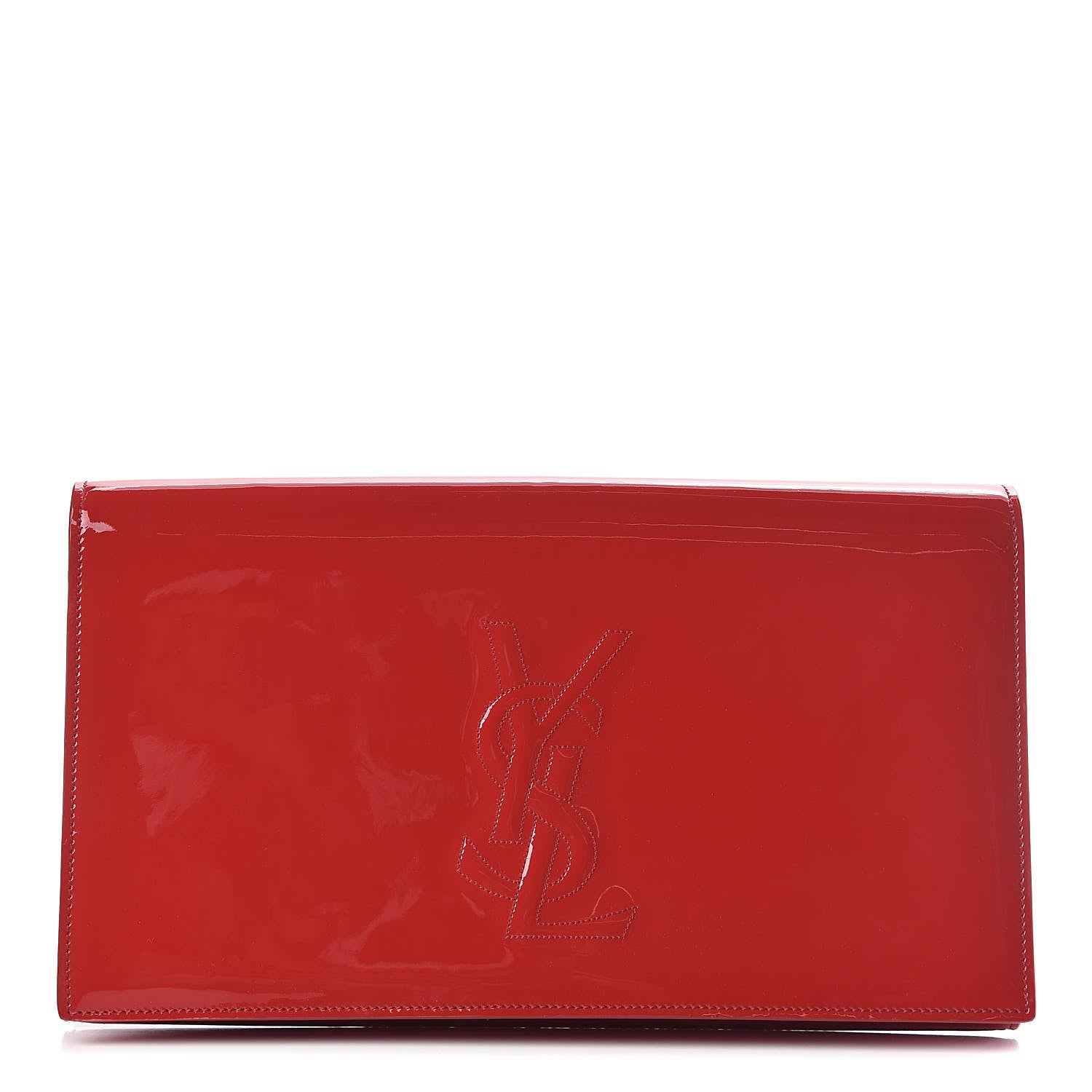 Saint Laurent Patent Monogram Large Belle De Jour Clutch Red 1 of 7