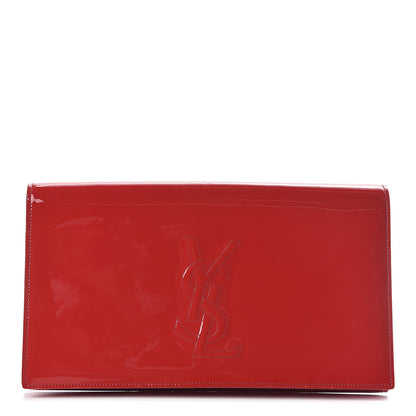 Saint Laurent Patent Monogram Large Belle De Jour Clutch Red 1 of 7